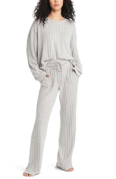 Bp. Cozy Rib Oversize Pajama Top In Grey Pearl Marl