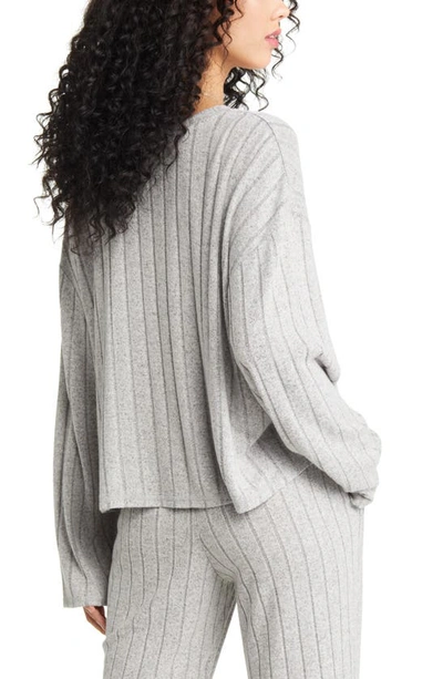 Bp. Cozy Rib Oversize Pajama Top In Grey Pearl Marl