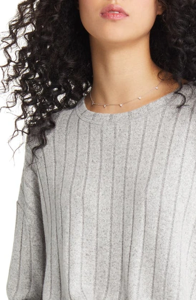 Bp. Cozy Rib Oversize Pajama Top In Grey Pearl Marl