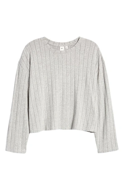 Bp. Cozy Rib Oversize Pajama Top In Grey Pearl Marl
