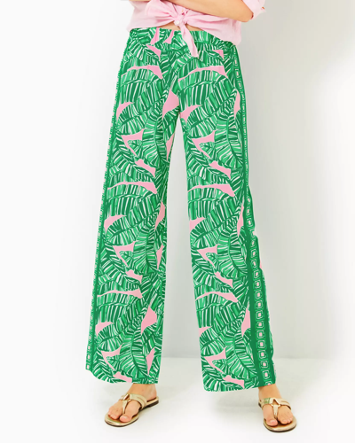 Shop Lilly Pulitzer 32" Bal Harbour Palazzo Pant In Conch Shell Pink Lets Go Bananas Engineered Pant