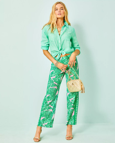 Shop Lilly Pulitzer 32" Bal Harbour Palazzo Pant In Conch Shell Pink Lets Go Bananas Engineered Pant
