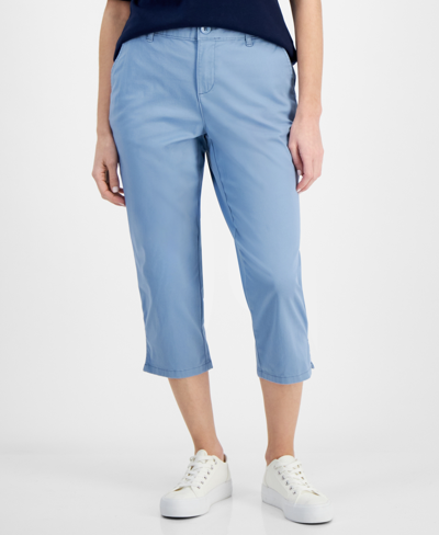 Shop Style & Co Petite Pull On Comfort Capri Pants, Created For Macy's In Blue Fog