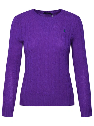 Shop Polo Ralph Lauren Purple Cashmere Blend Sweater In Violet