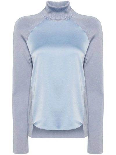 Simkhai Mateo Turtleneck Mixed Media Top In Blue