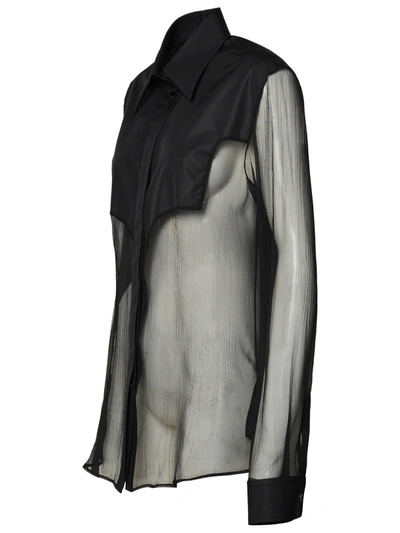Shop Balmain Woman Black Silk Shirt