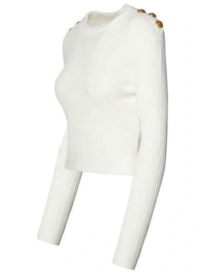 Shop Balmain Woman White Viscose Blend Sweater