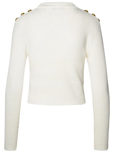 Shop Balmain Woman White Viscose Blend Sweater