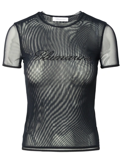 Shop Blumarine Woman  Black Nylon Blend T-shirt