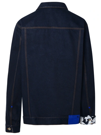 Shop Burberry Man  Indigo Blue Cotton Jacket
