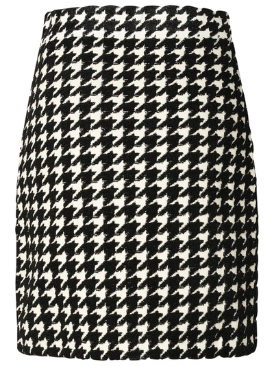 Shop Burberry Woman  Black Viscose Blend Skirt In Multicolor