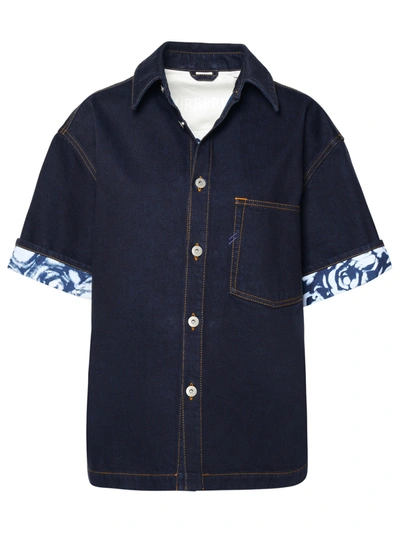 Shop Burberry Woman  Blue Cotton Shirt