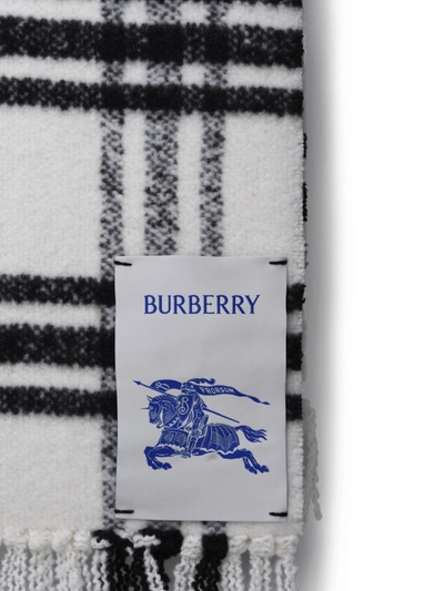 Shop Burberry Woman  White Wool Scarf