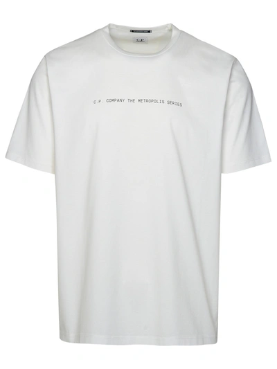 Shop C.p. Company Man  White Cotton T-shirt
