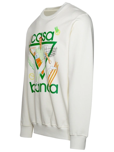 Shop Casablanca Man  'le Jeu' White Organic Cotton Sweatshirt
