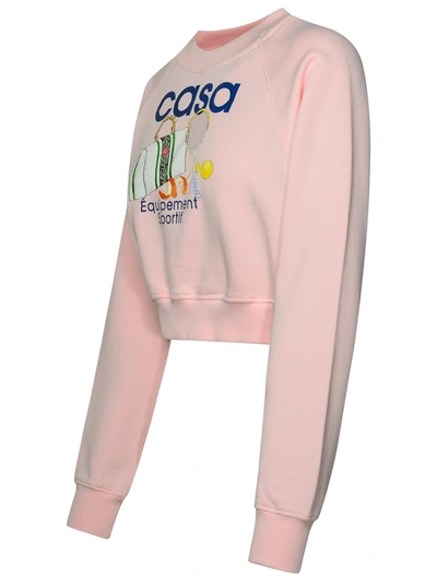 Shop Casablanca 'equipement Sportif' Pink Organic Cotton Sweatshirt Woman