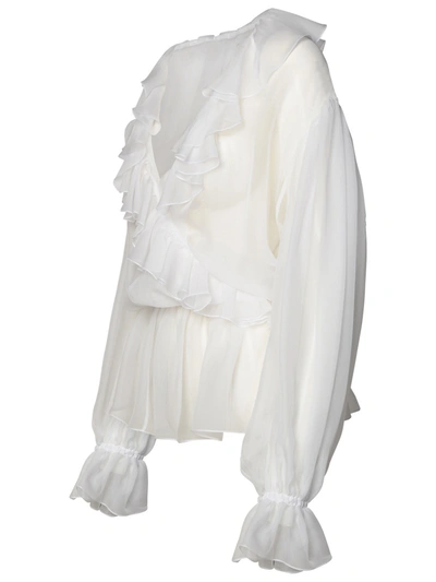Shop Dolce & Gabbana Woman  White Silk Shirt