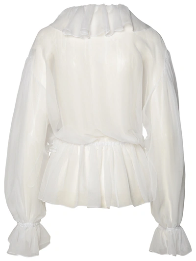 Shop Dolce & Gabbana Woman  White Silk Shirt