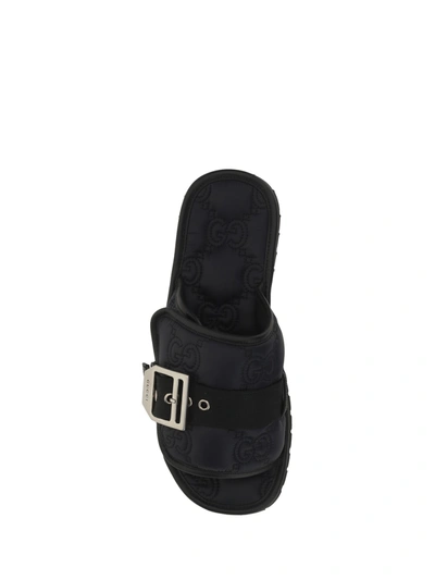 Shop Gucci Men Gg Sandals In Black