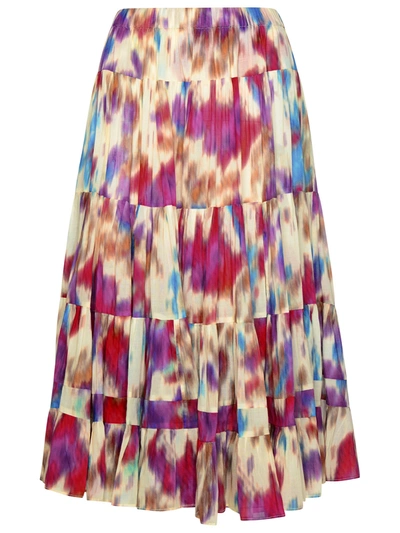 Shop Isabel Marant Étoile Isabel Marant Etoile Woman Isabel Marant Etoile 'elfa' Beige Multicolour Cotton Skirt In Multicolor