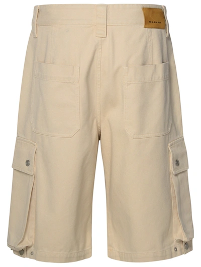 Shop Isabel Marant Man  Beige Cotton Bermuda Shorts In Cream
