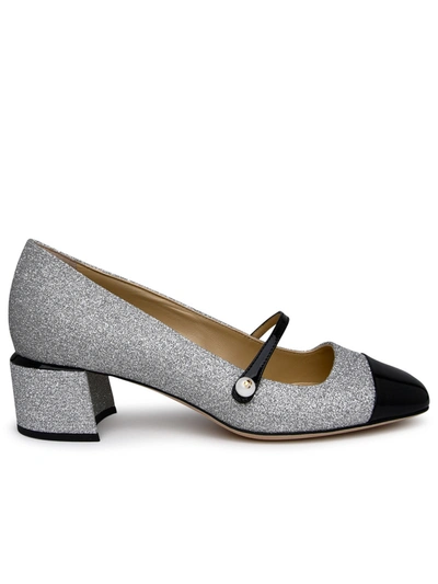 Shop Jimmy Choo Woman Silver Leather Mary Jane Shoes