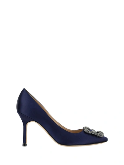 Shop Manolo Blahnik Women Hangisi Pumps In Blue