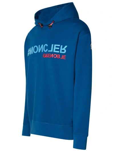 Shop Moncler Grenoble Man  Grenoble Blue Cotton Sweatshirt
