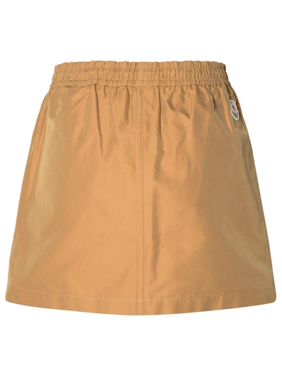 Shop Moncler Woman  Cargo Miniskirt In Beige Cotton Blend In Cream