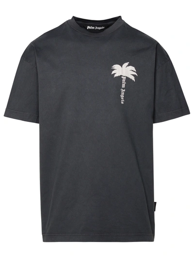Shop Palm Angels Man  Gray Cotton T-shirt