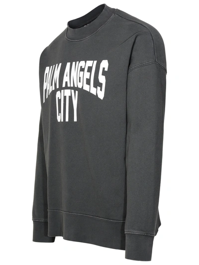 Shop Palm Angels Man  Pa City' Delavé Grey Cotton Sweatshirt In Gray