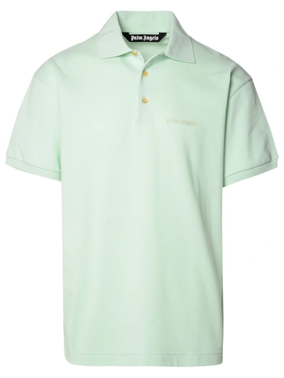 Shop Palm Angels Man  Polo Shirt In Green Cotton