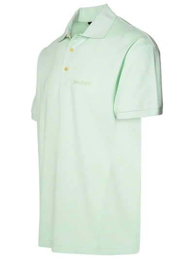 Shop Palm Angels Man  Polo Shirt In Green Cotton
