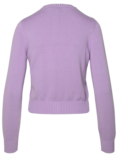Shop Palm Angels Woman  Lilac Cotton Cardigan In Multicolor