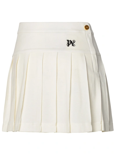 Shop Palm Angels Woman  White Cotton Miniskirt