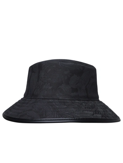 Shop Versace Man  Black Cotton Hat In Gray