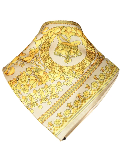 Shop Versace Man  Two-tone Silk Scarf In Gold