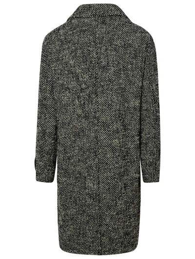Shop Versace Two-tone Wool Coat Man In Gray
