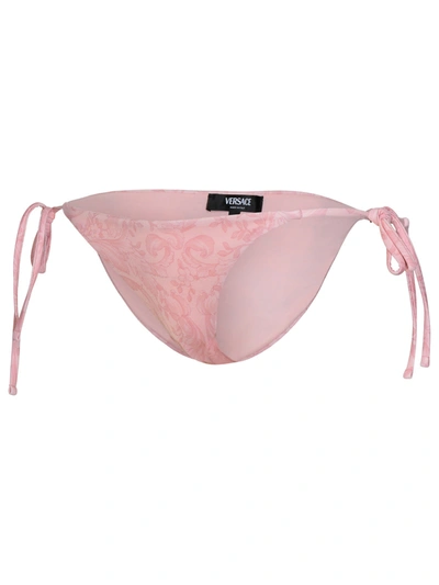 Shop Versace 'barocco' Pink Polyester Blend Bikini Bottoms Woman