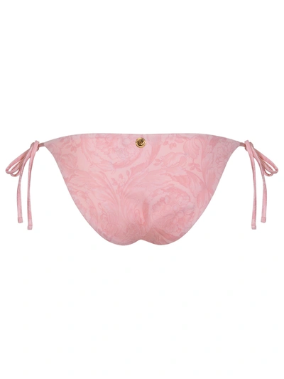 Shop Versace Woman  'barocco' Pink Polyester Blend Bikini Bottoms