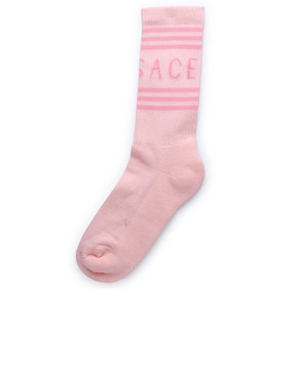 Shop Versace Woman  Pink Organic Cotton Socks