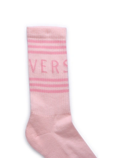 Shop Versace Woman  Pink Organic Cotton Socks