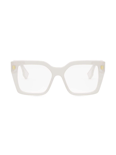 Shop Fendi Women's  Roma 53mm Square Eyeglasses In White