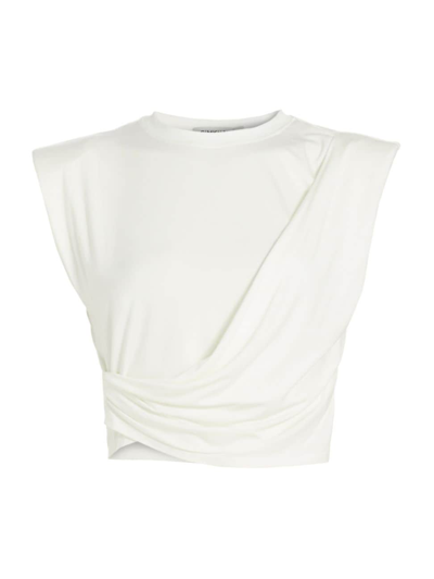 Shop Simkhai Women's Estelle Wrap Crop T-shirt In White