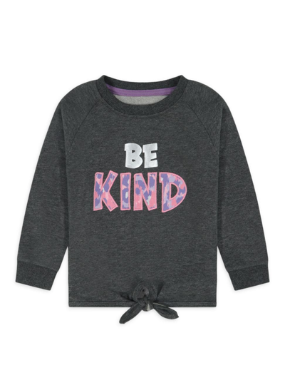 Shop Andy & Evan Little Girl's Be Kind Tie-front Sweatshirt In Grey