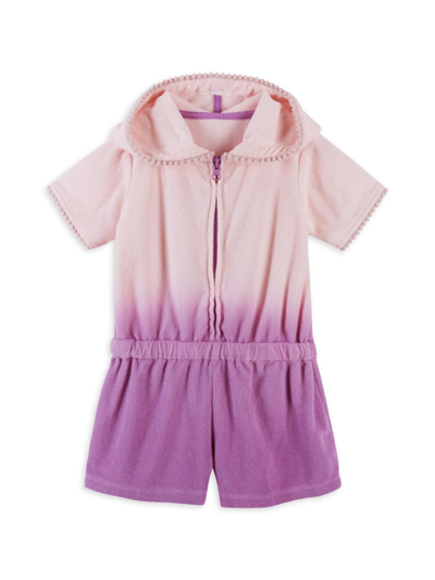 Shop Andy & Evan Little Girl's French Terry Ombré Romper Cover-up In Purple