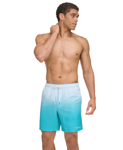 Shop Calvin Klein Men's Gradient Dot Print 7" Volley Swim Trunks In Atlantis