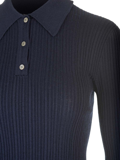 Shop Theory Ribbed Polo Shirt In Blue