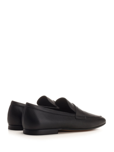 Shop Tod's Black Hammered Leather Loafer