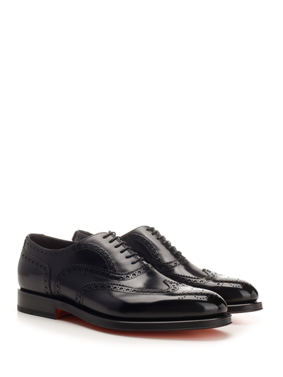 Shop Santoni Oxford Brogue Lace-up Shoe In Black